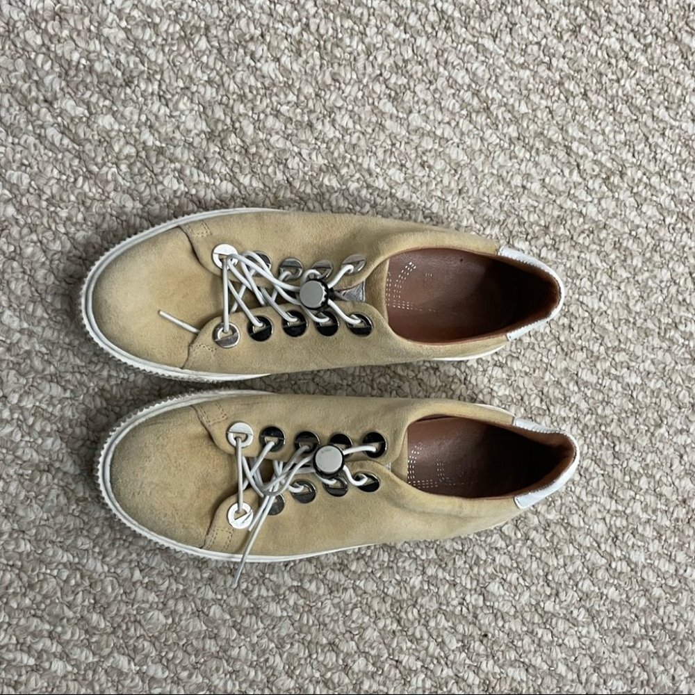 MJUS Anthropologie lace up sneaker shoes size 37 cream tan